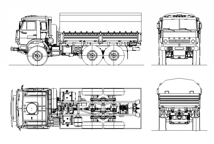 Kamaz truck cad drawing details dwg file