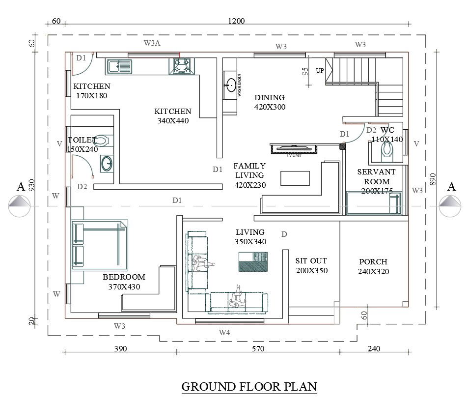 Kerala house plan layout with detailed floor design DWG File