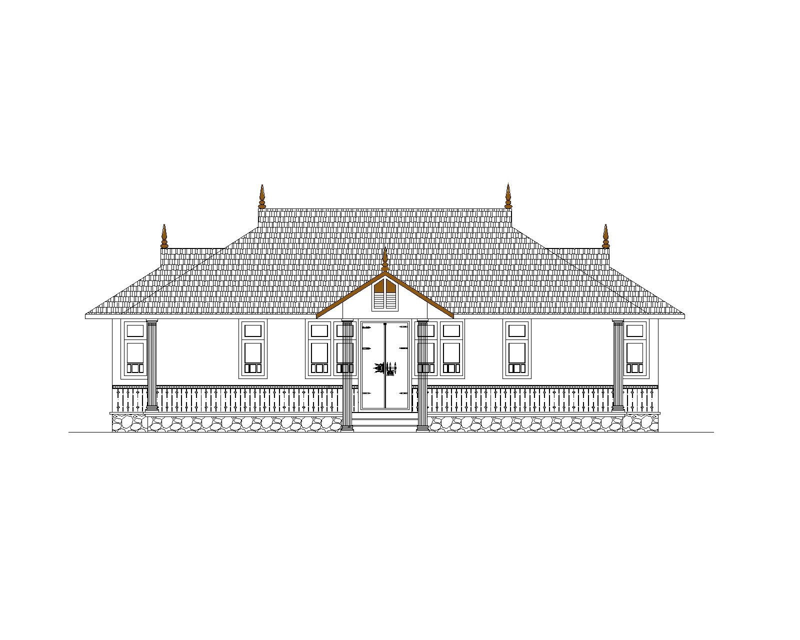 span roof house elevation dwg file