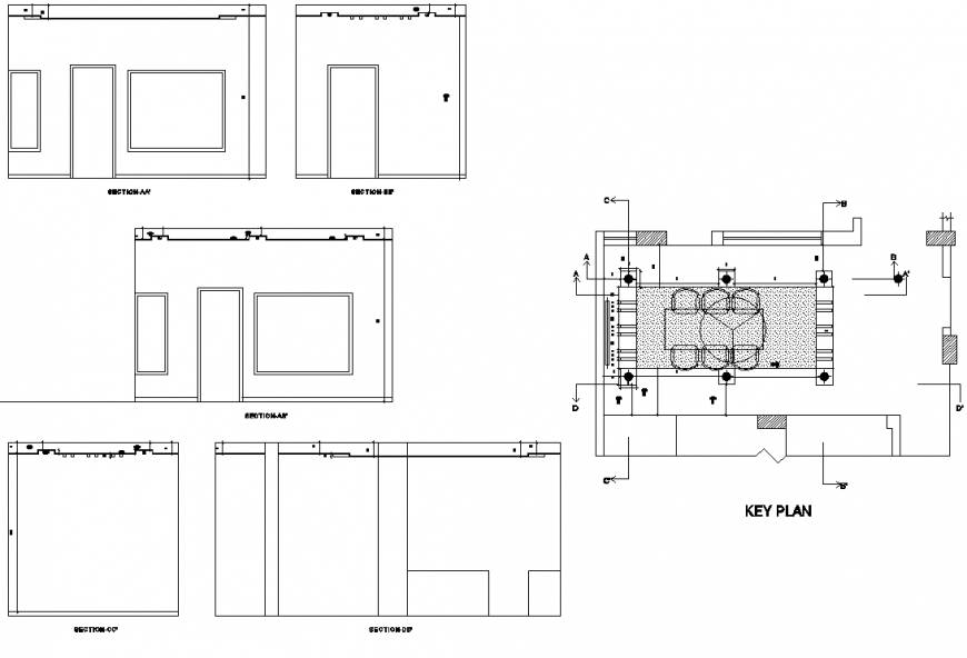 Key plan and section housing plan detail dwg file