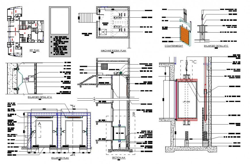 Key plan of restaurant building with other rooms detail 2d view autocad file