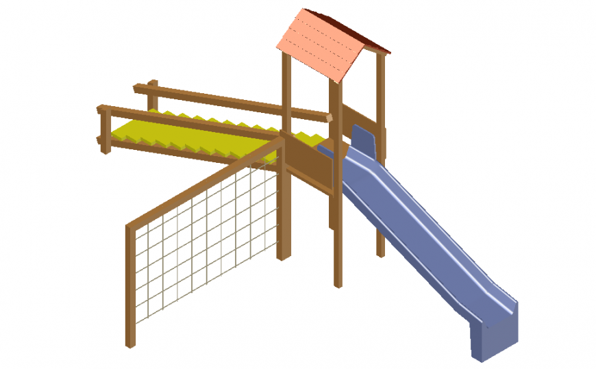 Kids play area slide design 2d detailing file front view 2d model detail dwg file