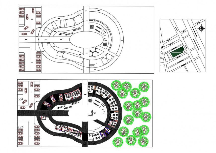 Kinder garden landscaping design and structure details dwg file