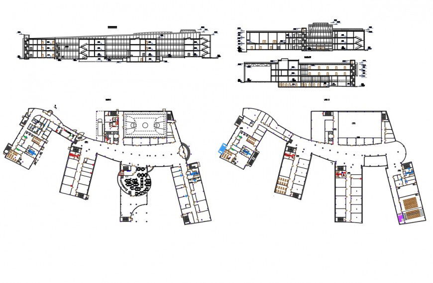 Kinder garden plan, elevation and section detail