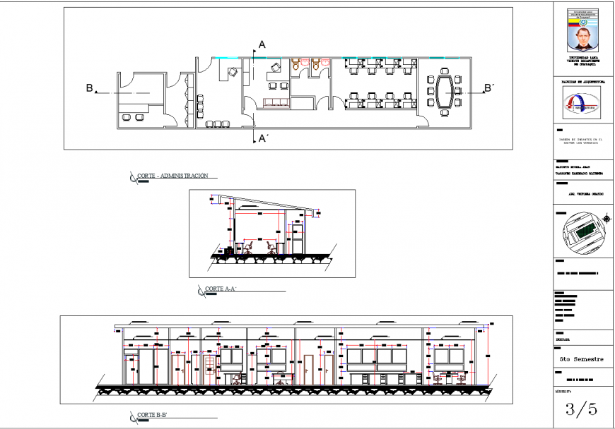 Kinder garden plan and section drawing in dwg file.