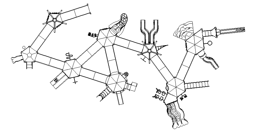 Kinder park playground structure design cad drawing details dwg file