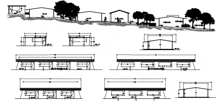 Kinder rotary school all sided section cad drawing details dwg file