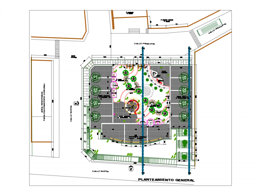 Kinder theme park landscaping and structure plan details dwg file