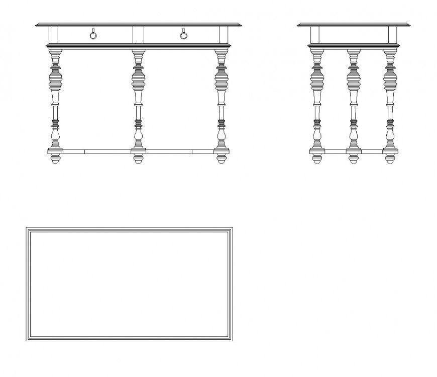 Wall Cabinet DWG CAD Block Layout with Front Side and Top Views