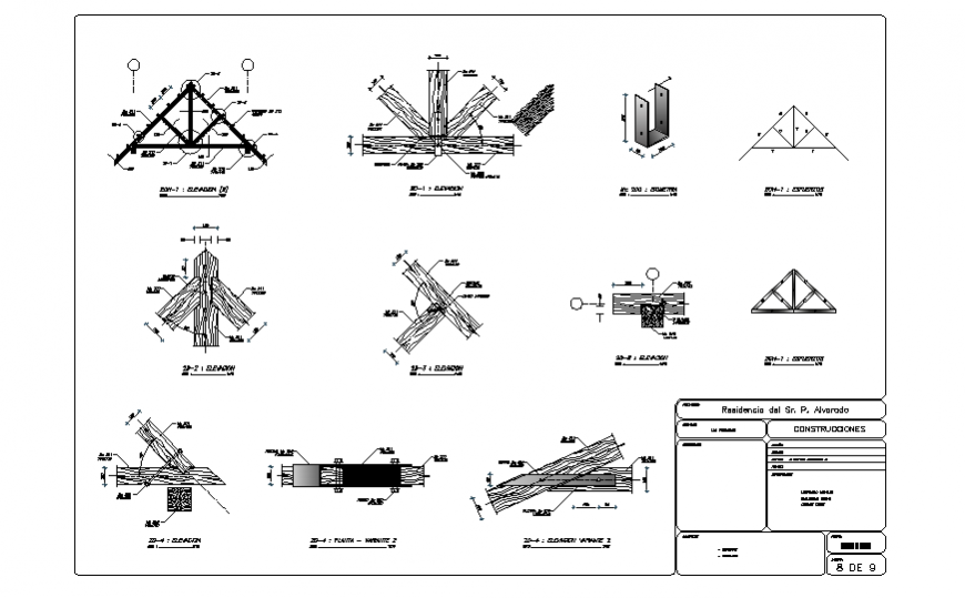 King roof truss section planning detail dwg file