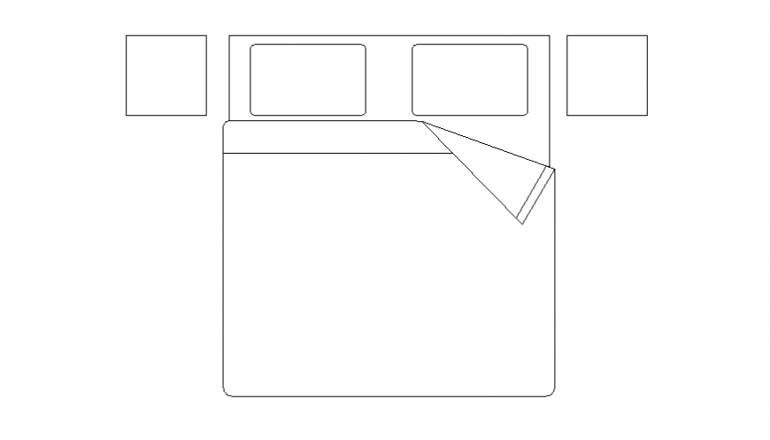 King size double bed top view elevation cad block details dwg file