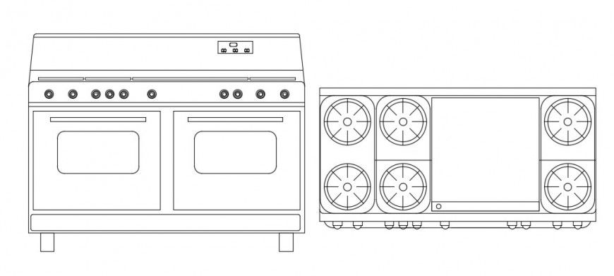King stove cabinet front and top view elevation details dwg file