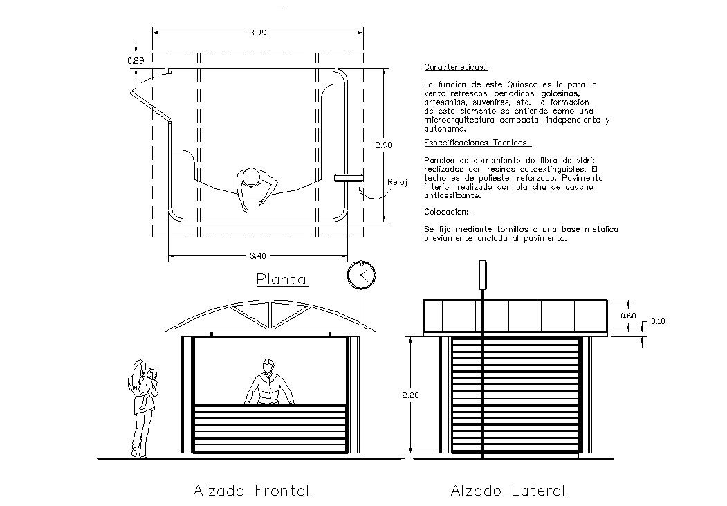 Kiosk Design DWG AutoCAD File with Complete Architectural Layout
