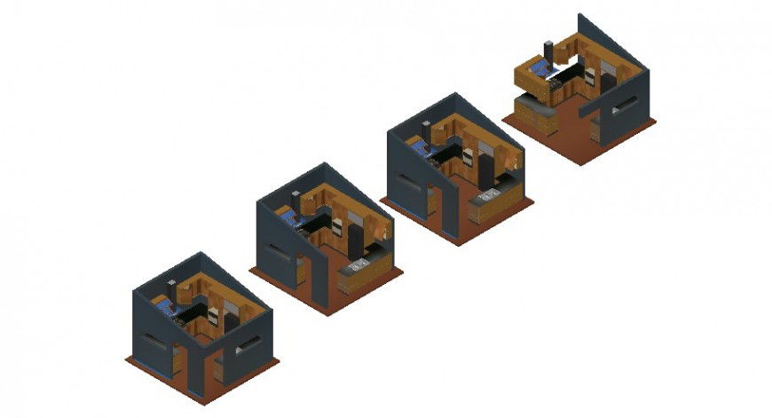 Kitchen 3d different view in auto cad file