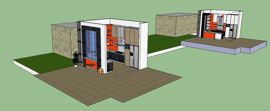 Kitchen 3d interior model detail furniture