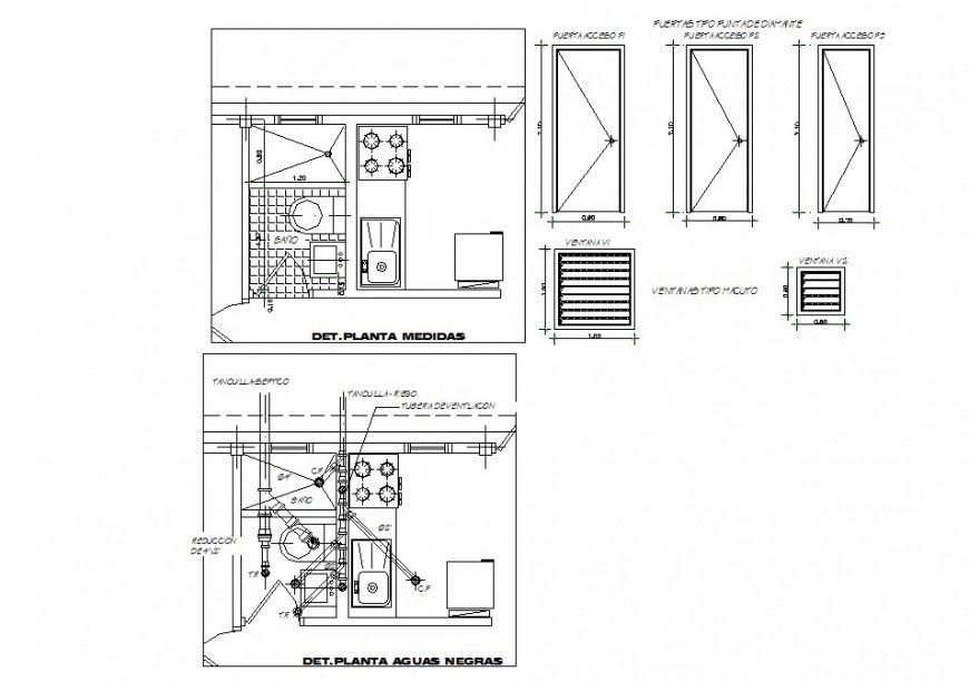 Kitchen and sanitary block detail plan drawing in dwg AutoCAD file.