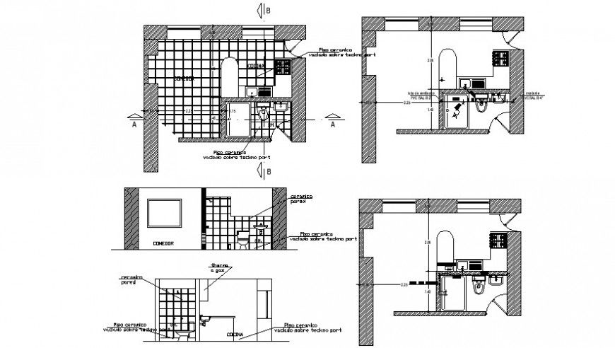 Kitchen and sanitary toilet area drawings dwg file