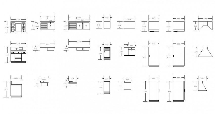 Kitchen appliances detail elevation 2d view CAD block Autocad file