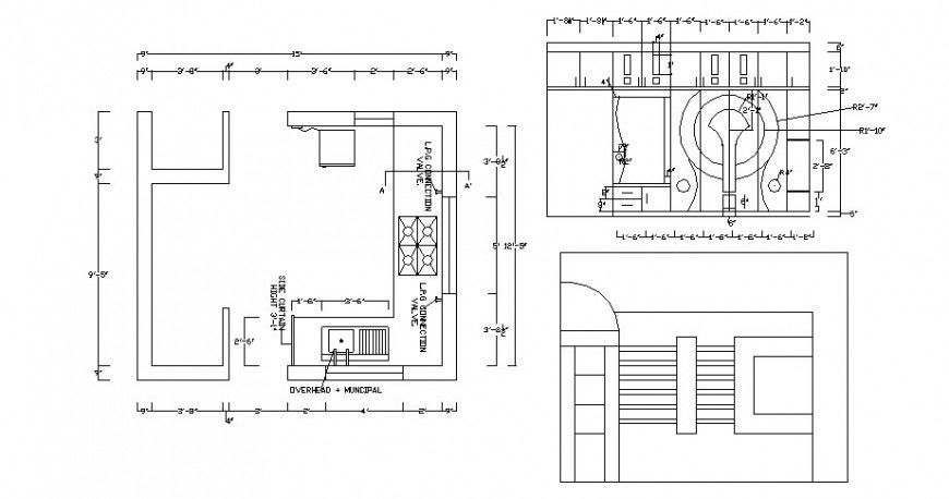 Kitchen area detail working plan detail drawing in this autocad format