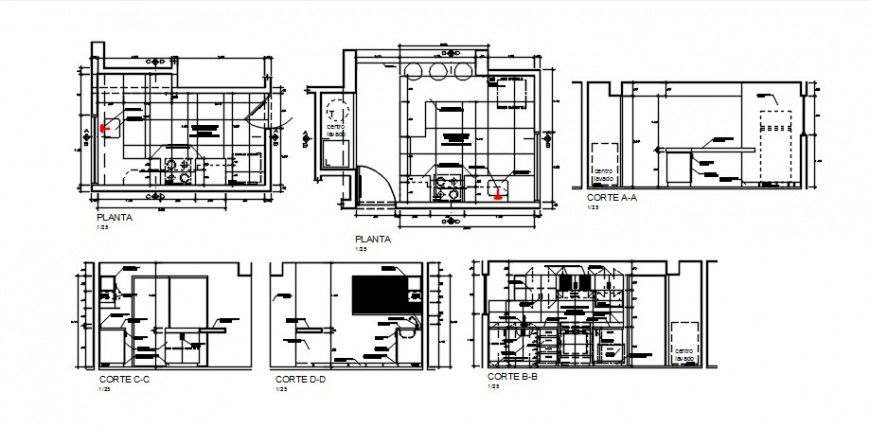 Kitchen area detailing drawings 2d view plan AutoCAD file