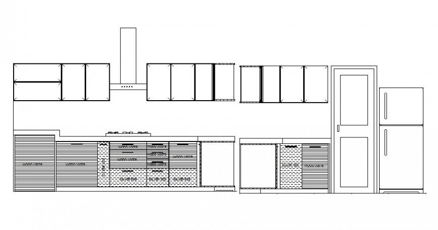Kitchen area drawing elevation 2d view autocad software file