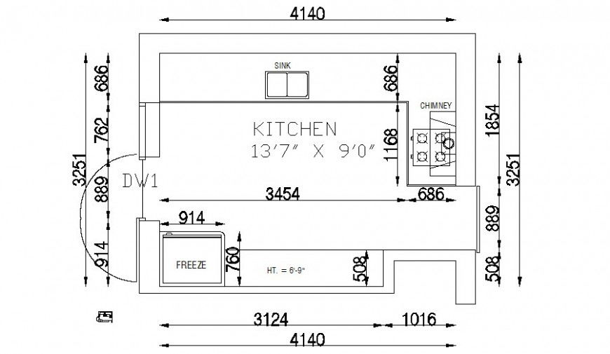 Kitchen area drawings detail 2d view autocad file