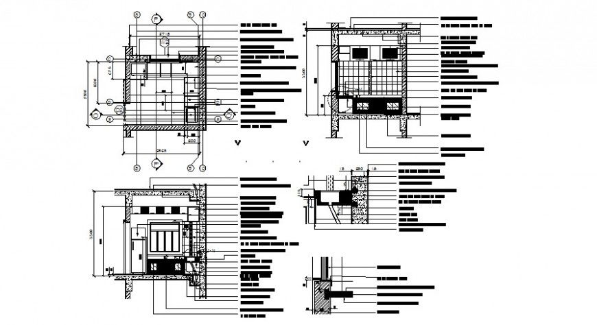 Kitchen area drawings detail 2d view plan and section autocad software file
