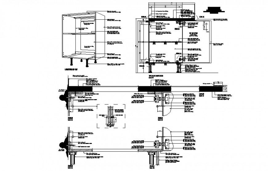 Kitchen base details drawings plan and section autocad file