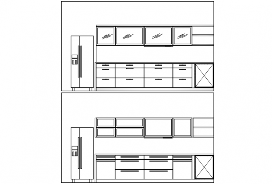Kitchen cabinet and furniture layout cad drawing details dwg file