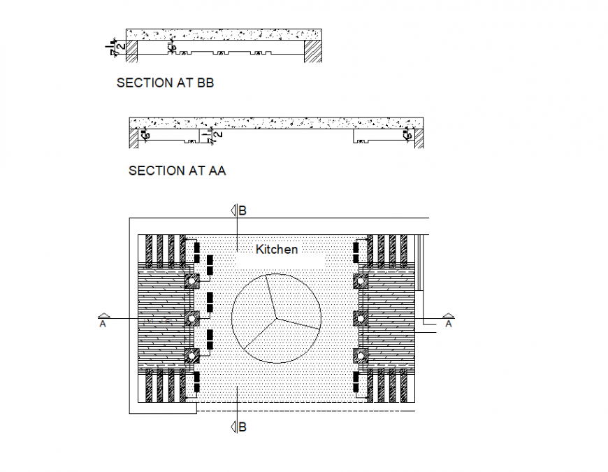 Kitchen ceiling design plan and section layout file