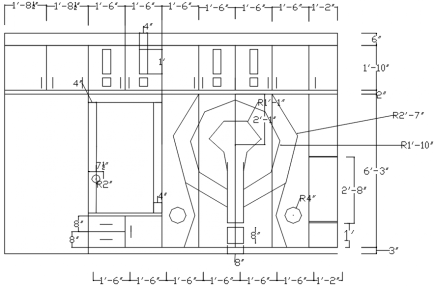 Kitchen ceiling layout plan and design cad drawing details dwg file