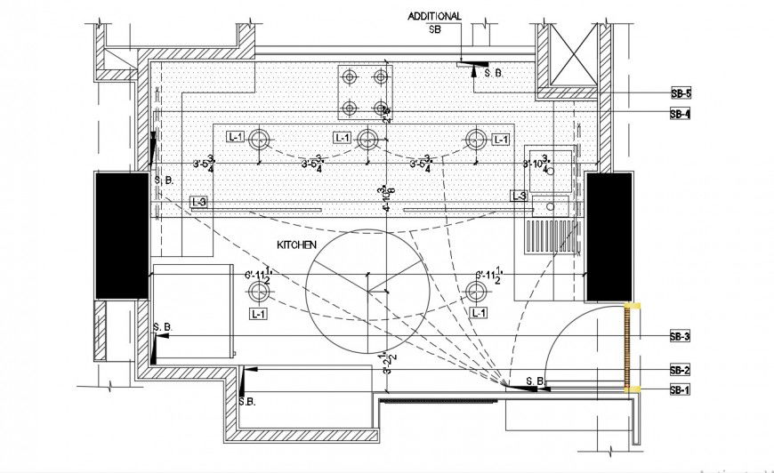 Kitchen ceiling plan drawing 2d view dwg file