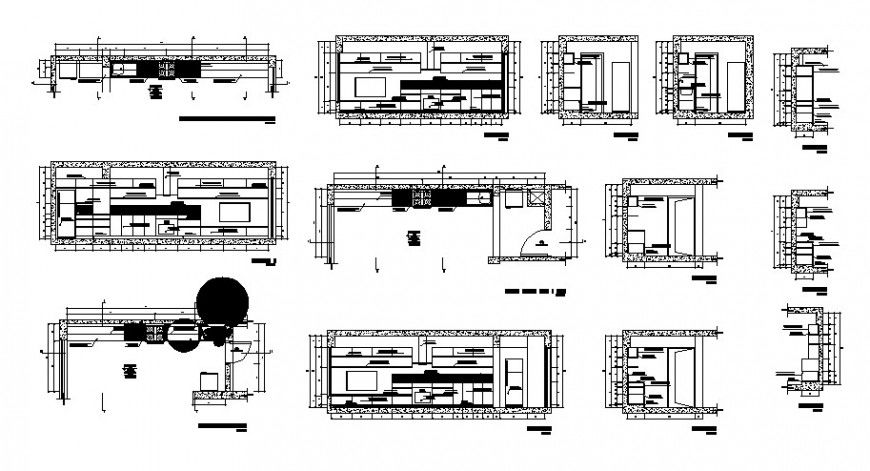 Kitchen construction plan and elevation 2d view autocad file