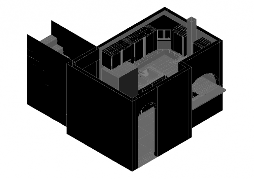 Kitchen design 3d sectional and interior cad drawing details dwg file