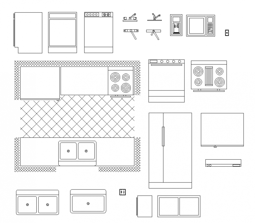 Kitchen design with its detail and part dwg file