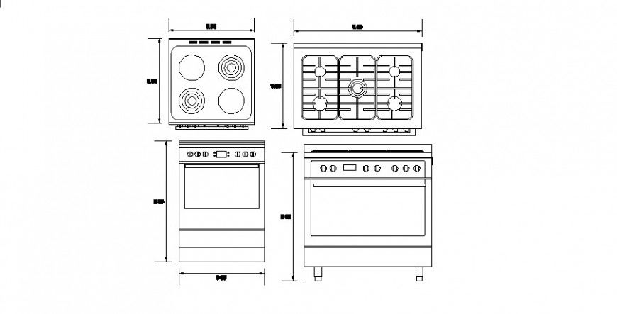 Kitchen detail of stove block in AutoCAD file
