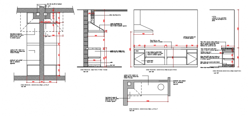 Kitchen detailing design of house design drawing