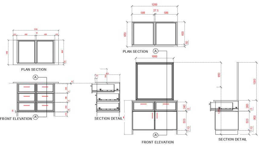 Kitchen Drawer Furniture AutoCAD File with Modern Design Layout