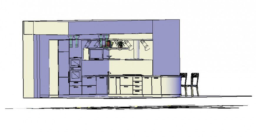 Kitchen drawings detail 2d view elevation autocad file