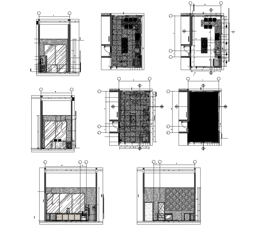 Kitchen elevation, section, plan and furniture cad drawing details dwg file