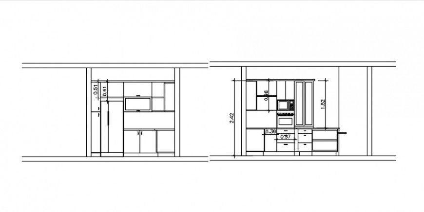 Kitchen elevation 2d view autocad software file
