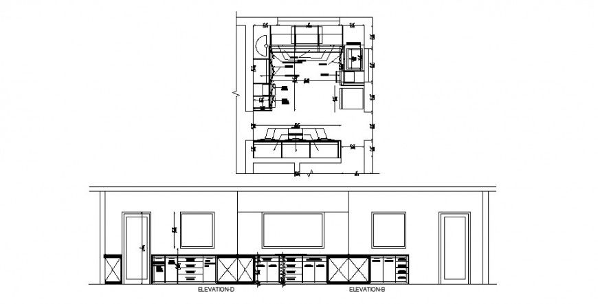 Kitchen elevation and platform division design cad drawing details dwg file