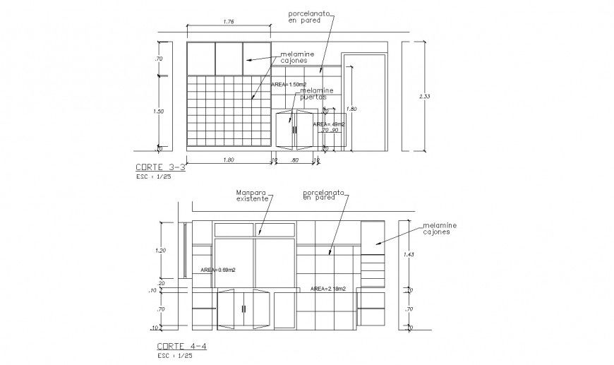 Kitchen elevation detail drawing in dwg AutoCAD file.