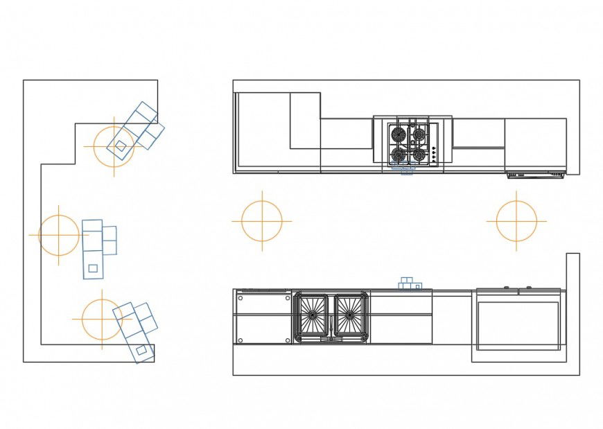 Kitchen equipment detail elevation layout file in dwg format