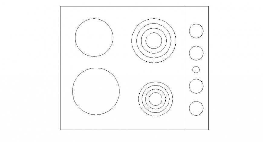 Kitchen equipment of gas-stove detail 2d view autocad file
