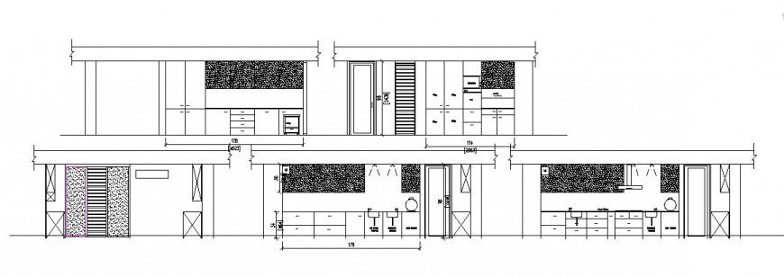 Kitchen for house elevation, section and plan auto-cad drawing details dwg file