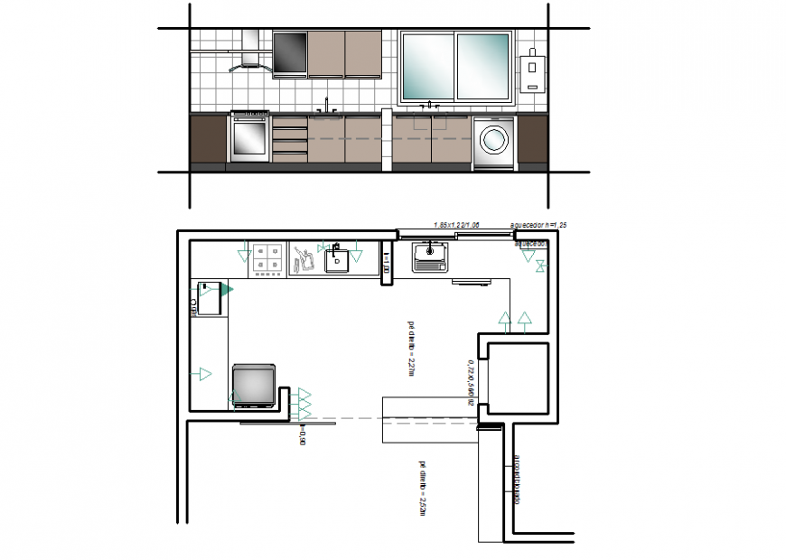 Kitchen for the apartment drawing  in dwg file.