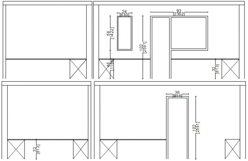 Kitchen front and back elevation cad drawing details dwg file