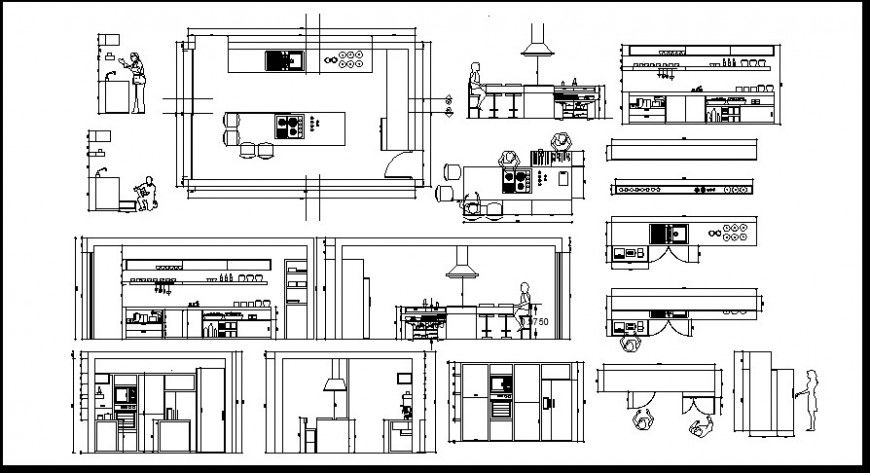 Kitchen furniture 2d model design detail