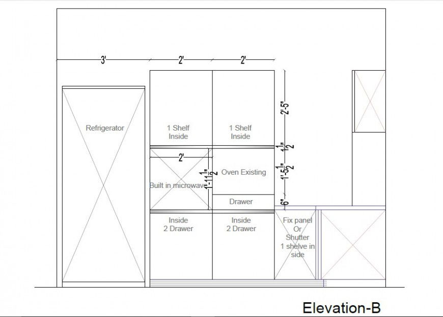 Kitchen furniture blocks detail 2d view layout file in autocad format